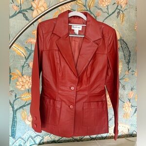 Newport News Red Leather Blazer/Jacket Size 8
